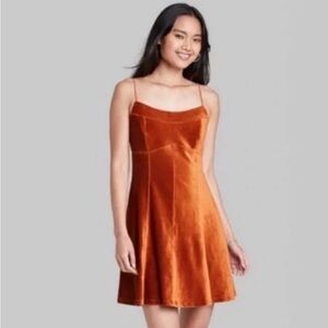 Wild Fable Velvet Ribbed Corduroy Dress in Burnt Orange